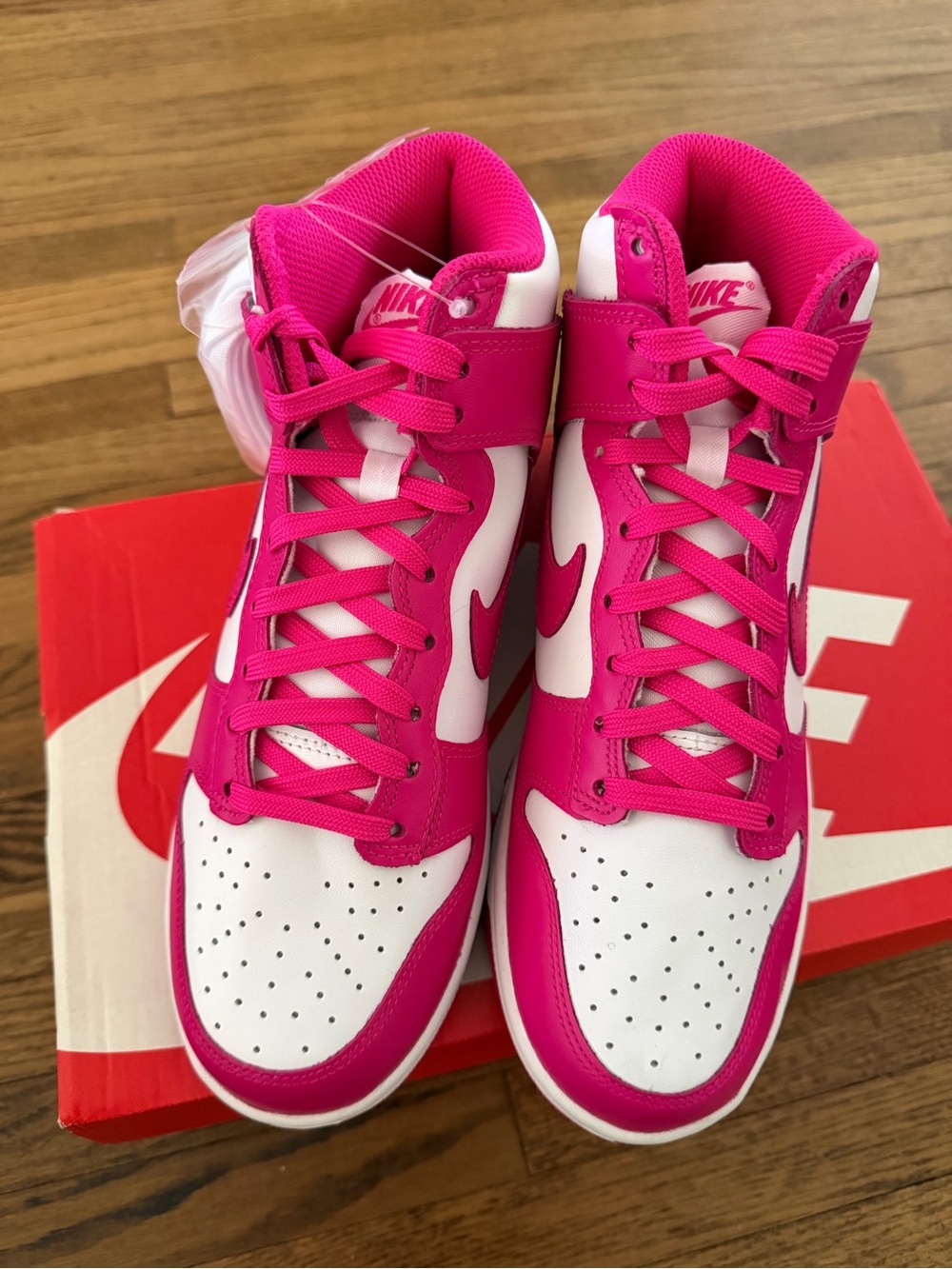 Nike Women’s High-Top Sneakers in Hot Pink and White